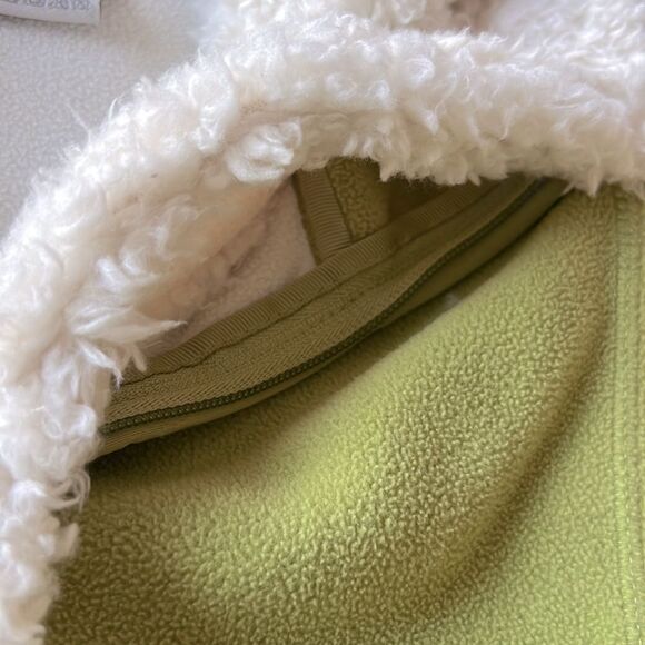 Barrage Upcycled Faux Fur Collar Zip Front Lime Fleece Sweater Jacket XL - Picture 10 of 13
